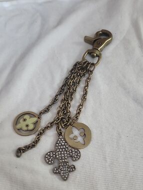 Kathy Van Zeeland Gold-Tone Fleur-de-Lis Key Clip with Crystal Pavé Charms